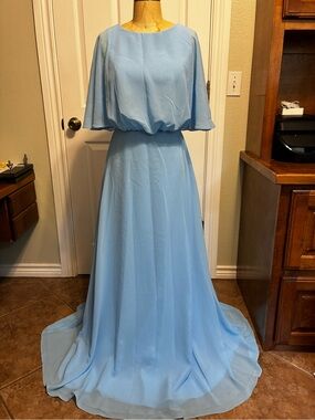 Light Blue Chiffon Maxi Dress - Women's Formal Gown